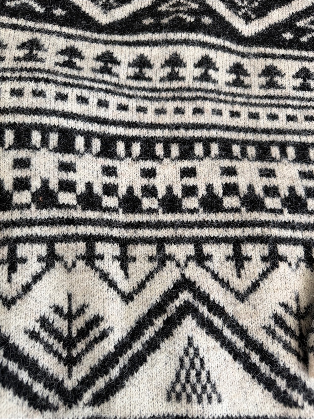 Lucky Brand Black and Cream Geometric Shawl Collar Cardigan size L for women - Picture 9 of 9